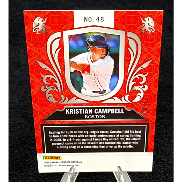 2025 Kristian Campbell Case Hit 10/10 Bookend Crusade Gold Boston Red Sox Top - Picture 3 of 3